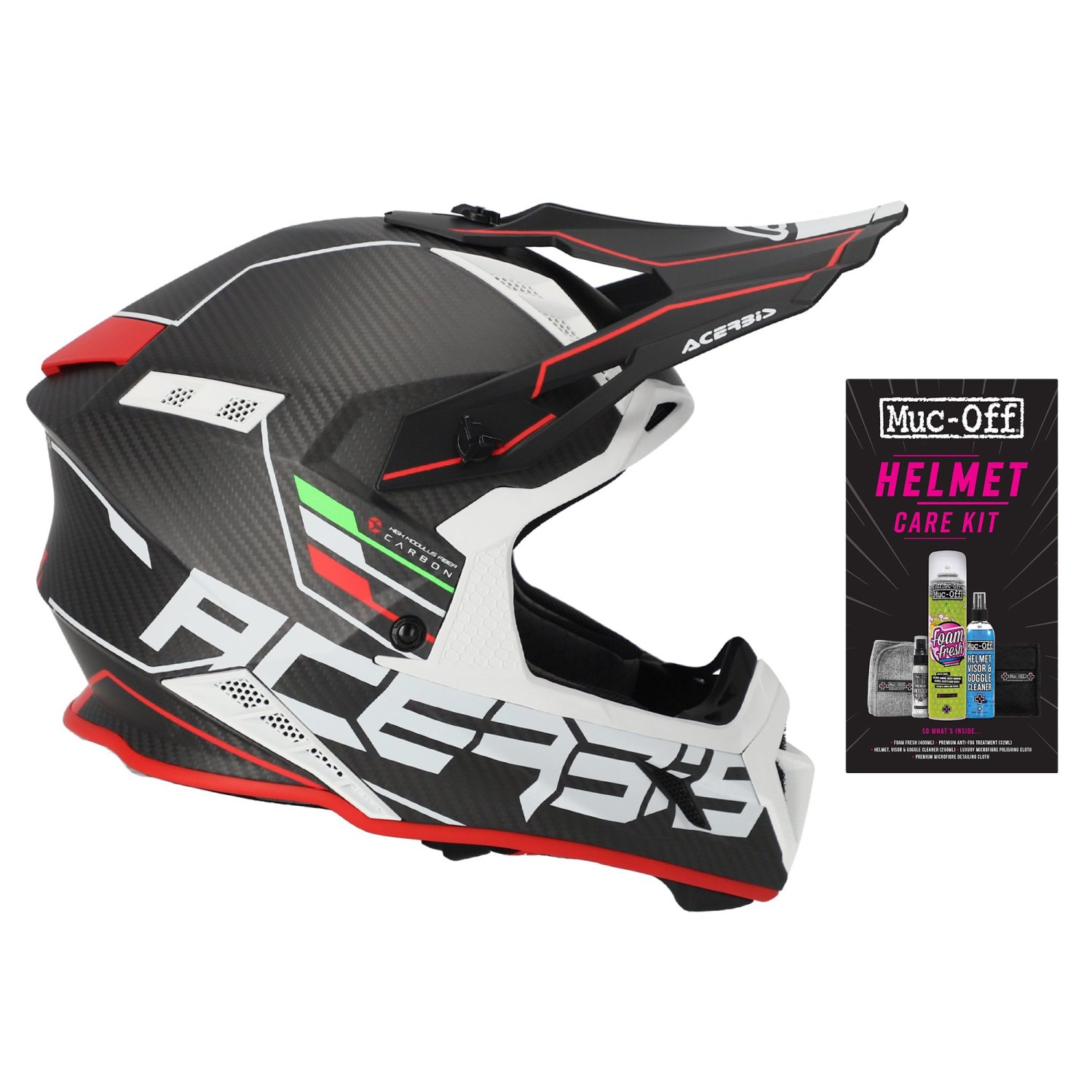 ACERBIS HELMET STEEL CARBON 22-06 BLK/RED XXL + FREE HELMET CARE KIT